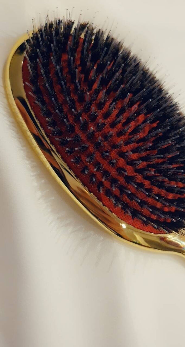 Luxe Haar Borstel Gold close-up van de borstelharen