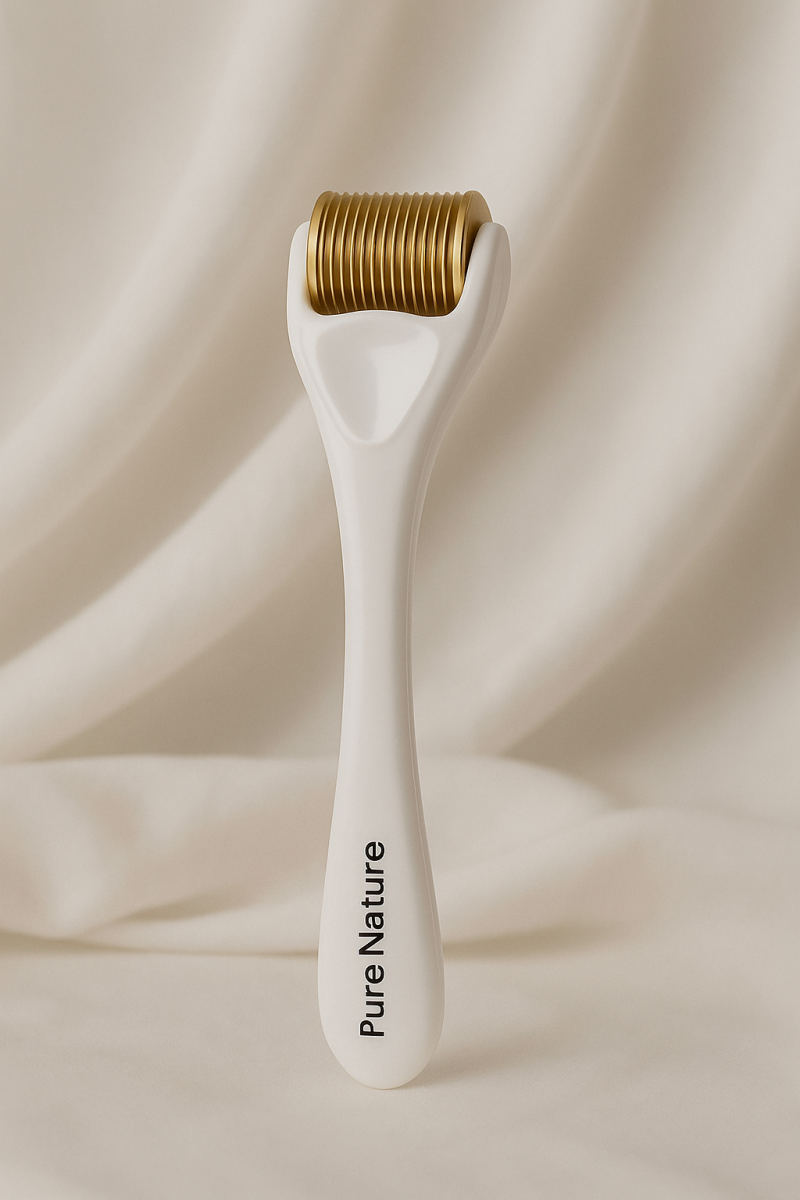 Scalp roller 540 needles in gebruik op de hoofdhuid