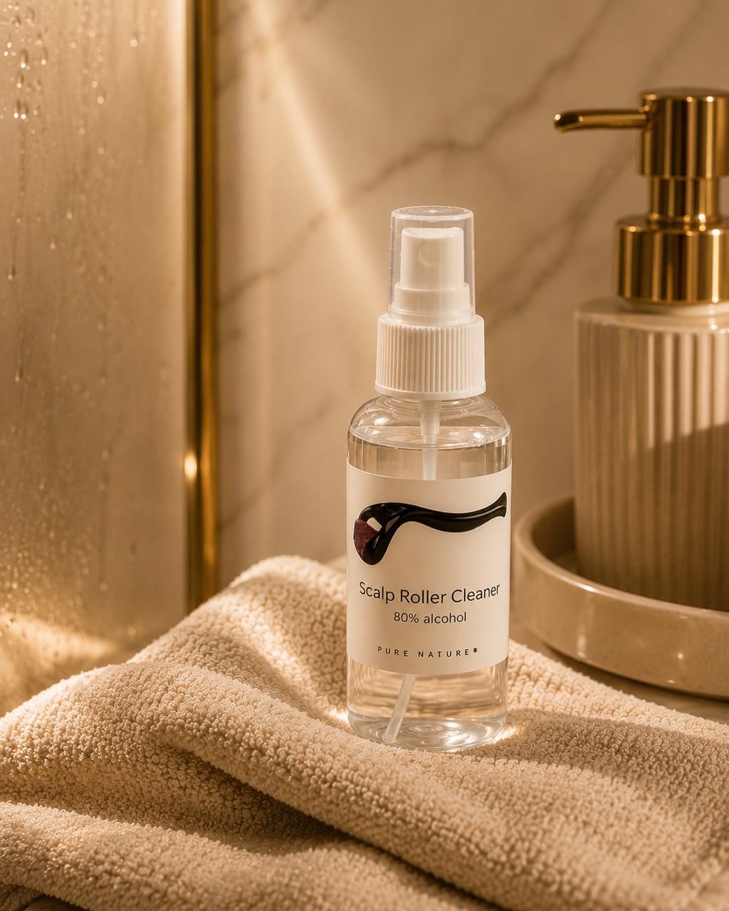 Scalp Roller Cleaner gebruik in badkamer
