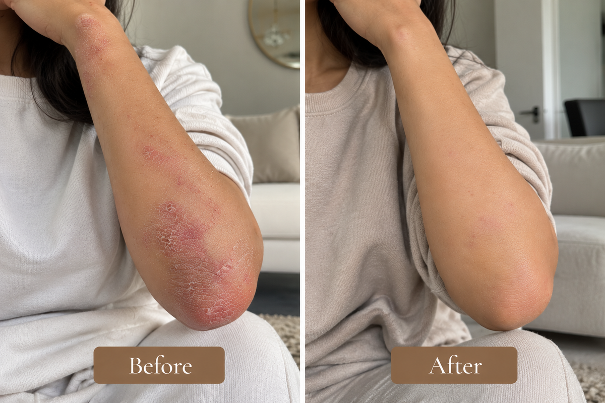 Voor en na gebruik van de Pure Nature Calendula Zalf